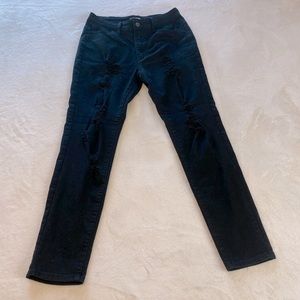 Black Ripped Straight Leg Fashion Nova Jeans